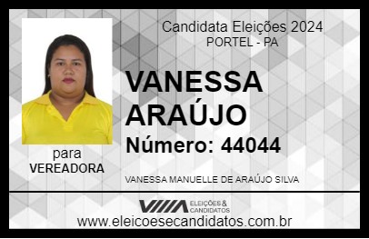 Candidato VANESSA ARAÚJO 2024 - PORTEL - Eleições