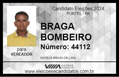 Candidato BRAGA BOMBEIRO 2024 - PORTEL - Eleições