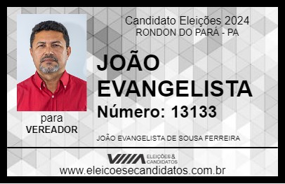 Candidato JOÃO EVANGELISTA 2024 - RONDON DO PARÁ - Eleições