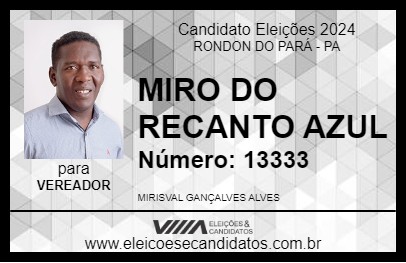 Candidato MIRO DO RECANTO AZUL 2024 - RONDON DO PARÁ - Eleições