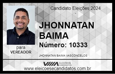 Candidato JHONNATAN BAIMA 2024 - ITUPIRANGA - Eleições