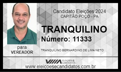 Candidato TRANQUILINO 2024 - CAPITÃO POÇO - Eleições