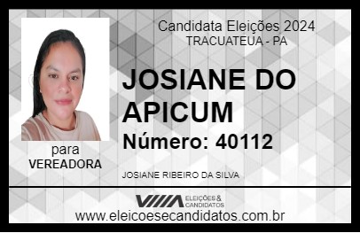 Candidato JOSIANE DO APICUM 2024 - TRACUATEUA - Eleições