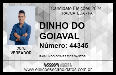 Candidato DINHO DO GOIAVAL 2024 - TRACUATEUA - Eleições