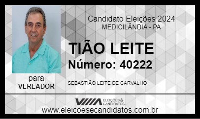 Candidato TIÃO LEITE 2024 - MEDICILÂNDIA - Eleições