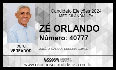 Candidato ZÉ ORLANDO 2024 - MEDICILÂNDIA - Eleições