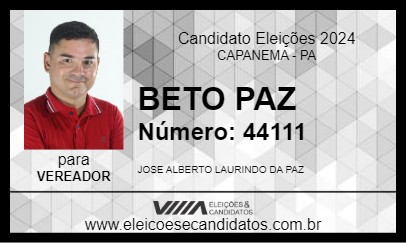 Candidato BETO PAZ 2024 - CAPANEMA - Eleições