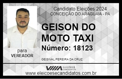 Candidato GEISON DO MOTO TAXI 2024 - CONCEIÇÃO DO ARAGUAIA - Eleições