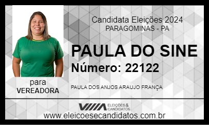 Candidato PAULA DO SINE 2024 - PARAGOMINAS - Eleições