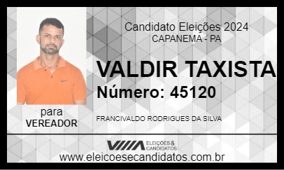 Candidato VALDIR TAXISTA 2024 - CAPANEMA - Eleições