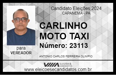 Candidato CARLINHO MOTO TAXI 2024 - CAPANEMA - Eleições