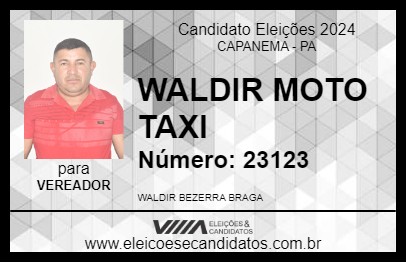 Candidato WALDIR MOTO TAXI 2024 - CAPANEMA - Eleições