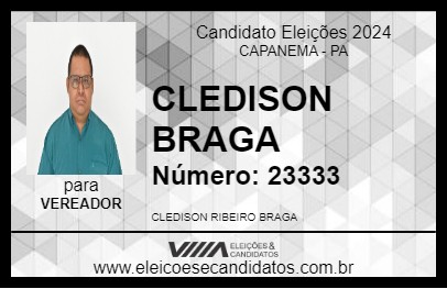 Candidato CLEDISON BRAGA 2024 - CAPANEMA - Eleições