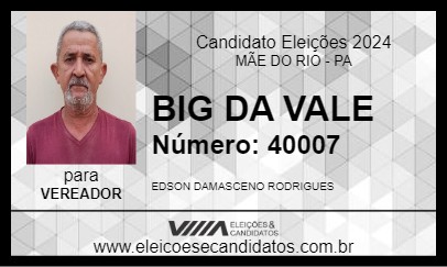 Candidato BIG DA VALE 2024 - MÃE DO RIO - Eleições