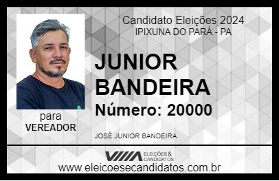 Candidato JUNIOR BANDEIRA 2024 - IPIXUNA DO PARÁ - Eleições