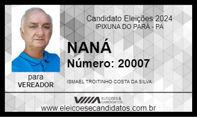 Candidato NANÁ 2024 - IPIXUNA DO PARÁ - Eleições