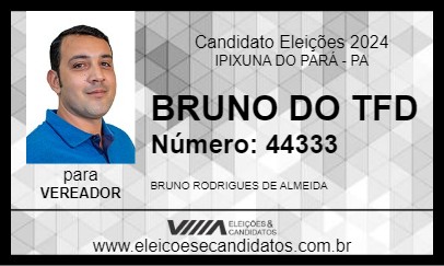 Candidato BRUNO DO TFD 2024 - IPIXUNA DO PARÁ - Eleições