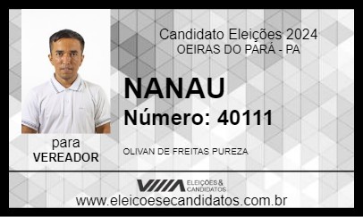 Candidato NANAU 2024 - OEIRAS DO PARÁ - Eleições