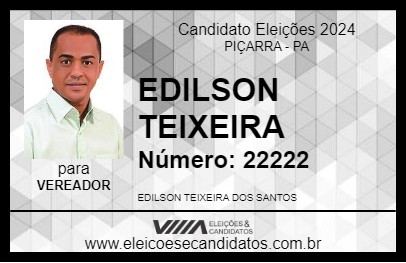 Candidato EDILSON TEIXEIRA 2024 - PIÇARRA - Eleições