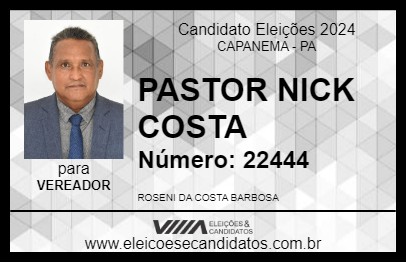 Candidato PASTOR NICK COSTA 2024 - CAPANEMA - Eleições