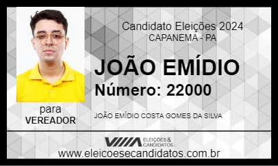 Candidato JOÃO EMÍDIO 2024 - CAPANEMA - Eleições