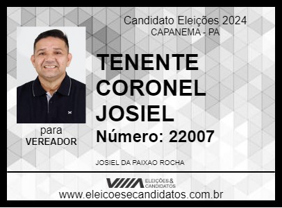 Candidato TENENTE CORONEL JOSIEL 2024 - CAPANEMA - Eleições