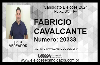 Candidato FABRICIO CAVALCANTE 2024 - PEIXE-BOI - Eleições