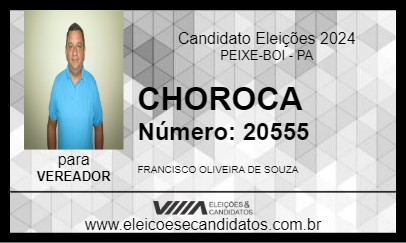 Candidato CHOROCA 2024 - PEIXE-BOI - Eleições