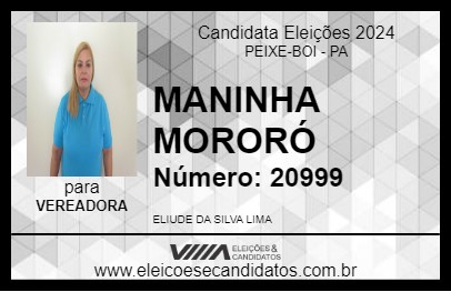 Candidato MANINHA MORORÓ 2024 - PEIXE-BOI - Eleições