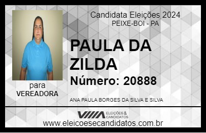 Candidato PAULA DA ZILDA 2024 - PEIXE-BOI - Eleições