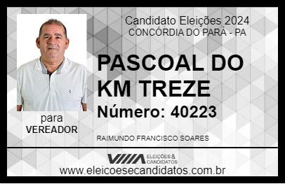 Candidato PASCOAL DO KM TREZE 2024 - CONCÓRDIA DO PARÁ - Eleições