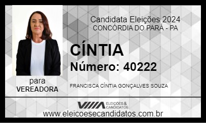 Candidato CÍNTIA 2024 - CONCÓRDIA DO PARÁ - Eleições