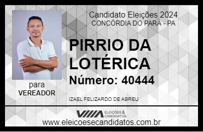 Candidato PIRRIO DA LOTÉRICA 2024 - CONCÓRDIA DO PARÁ - Eleições