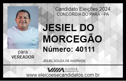 Candidato JESIEL DO MORCEGÃO 2024 - CONCÓRDIA DO PARÁ - Eleições