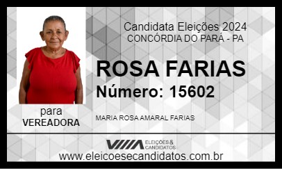 Candidato ROSA FARIAS 2024 - CONCÓRDIA DO PARÁ - Eleições