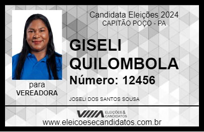 Candidato GISELI QUILOMBOLA 2024 - CAPITÃO POÇO - Eleições