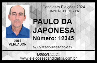 Candidato PAULO DA JAPONESA 2024 - CAPITÃO POÇO - Eleições