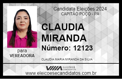 Candidato CLAUDIA MIRANDA 2024 - CAPITÃO POÇO - Eleições