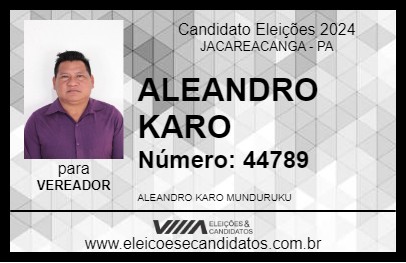 Candidato ALEANDRO KARO 2024 - JACAREACANGA - Eleições