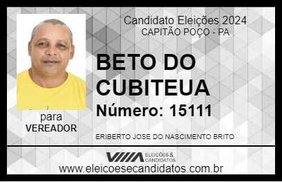 Candidato BETO DO CUBITEUA 2024 - CAPITÃO POÇO - Eleições