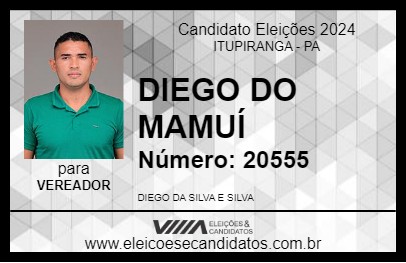 Candidato DIEGO DO MAMUÍ 2024 - ITUPIRANGA - Eleições