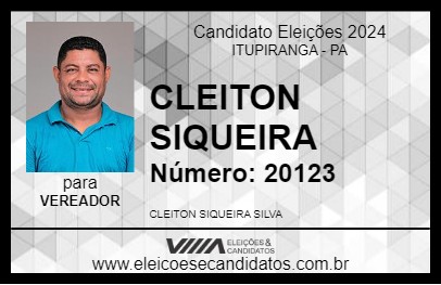 Candidato CLEITON SIQUEIRA 2024 - ITUPIRANGA - Eleições