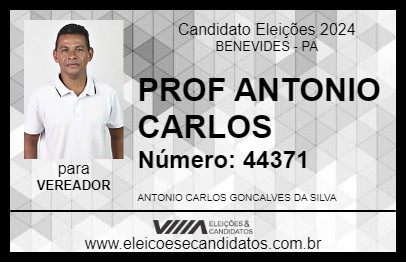 Candidato PROF ANTONIO CARLOS 2024 - BENEVIDES - Eleições