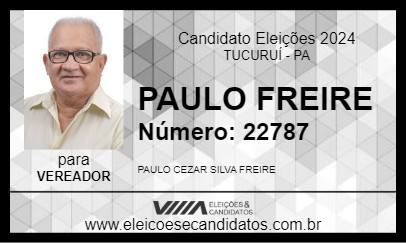 Candidato PAULO FREIRE 2024 - TUCURUÍ - Eleições