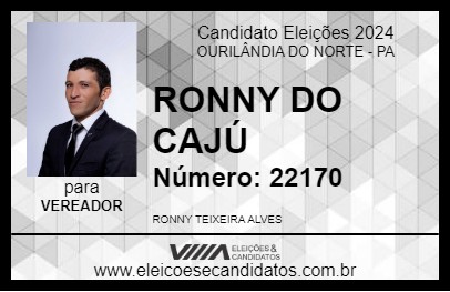 Candidato RONNY DO CAJÚ 2024 - OURILÂNDIA DO NORTE - Eleições