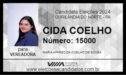 Candidato CIDA COELHO 2024 - OURILÂNDIA DO NORTE - Eleições