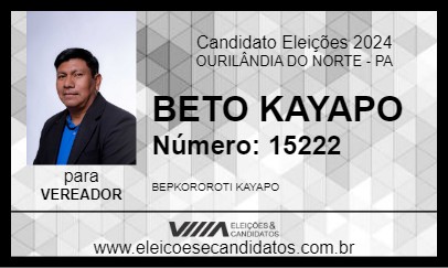 Candidato BETO KAYAPO 2024 - OURILÂNDIA DO NORTE - Eleições