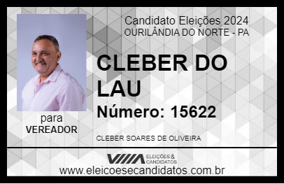 Candidato CLEBER DO LAU 2024 - OURILÂNDIA DO NORTE - Eleições