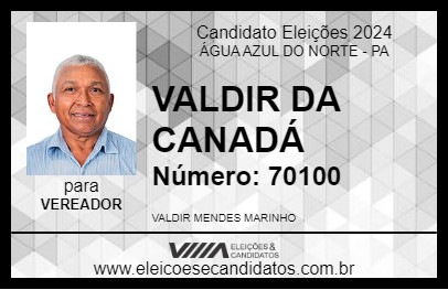 Candidato VALDIR DA CANADÁ 2024 - ÁGUA AZUL DO NORTE - Eleições