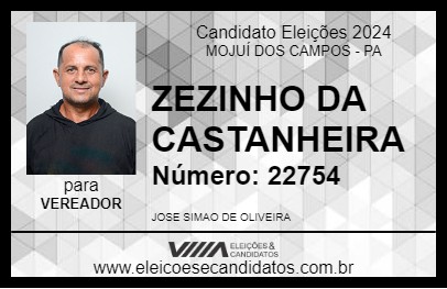 Candidato ZEZINHO DA CASTANHEIRA 2024 - MOJUÍ DOS CAMPOS - Eleições